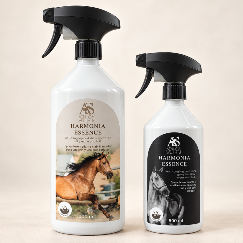 Comparativa de los envases Harmonia Essence de 500 ml y 1.000 ml con pulverizadores negros